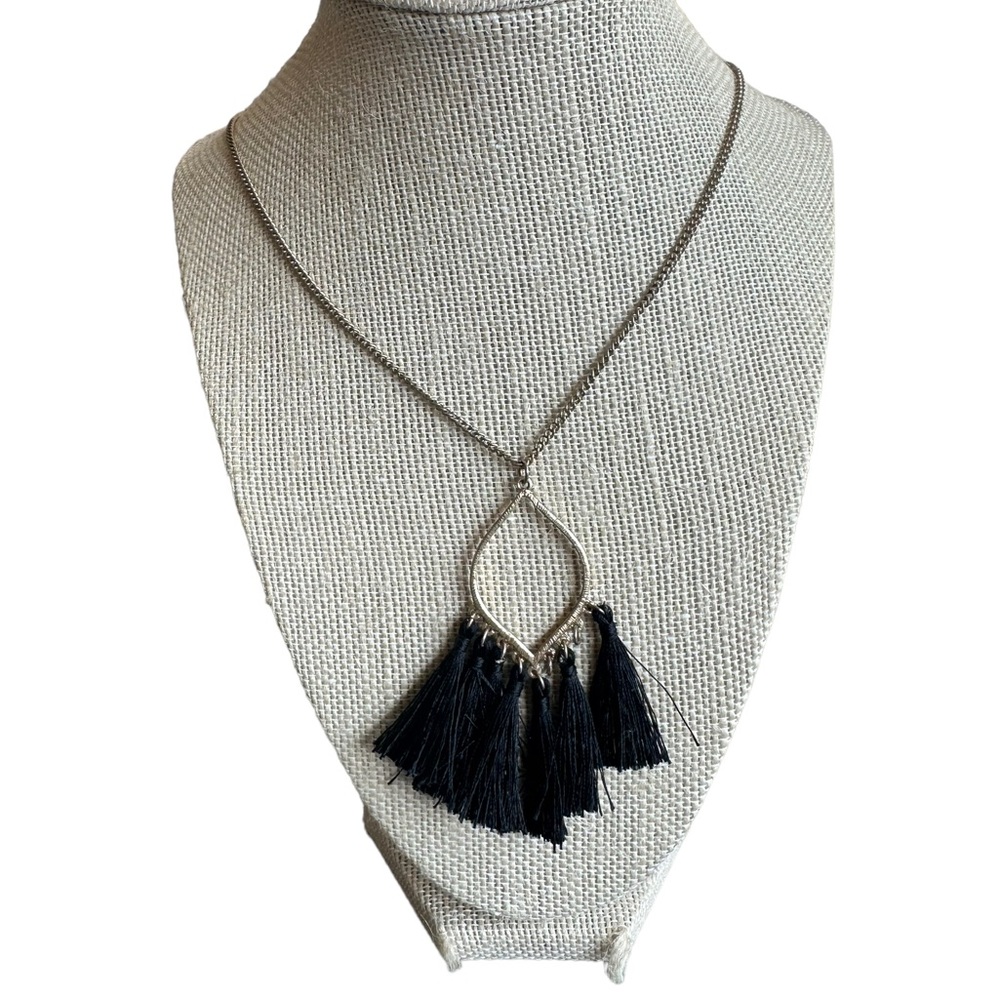 Black and Gold Extra Long Fringe Necklace